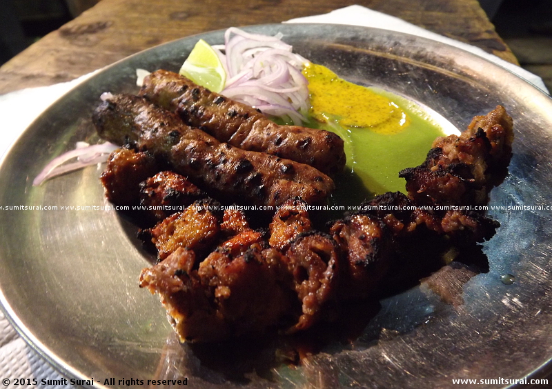 Anti-clockwise from top - Malai kebab, Khiri kebab, Dahi kebab