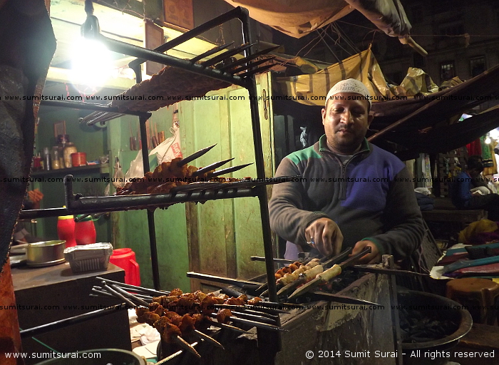 Dilshad Ahmed preparing kebabs