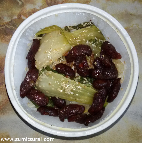 Chinese sausage (Lob Chaung) with Pakchoy steamed rice